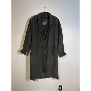 Adventure Bound Wilson Suede Leather Duster Riding Coat Trench Long Medium Green